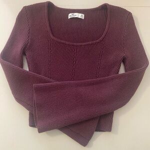 Hollister Purple Crew Neck Sweater Ribbed Knit Classic